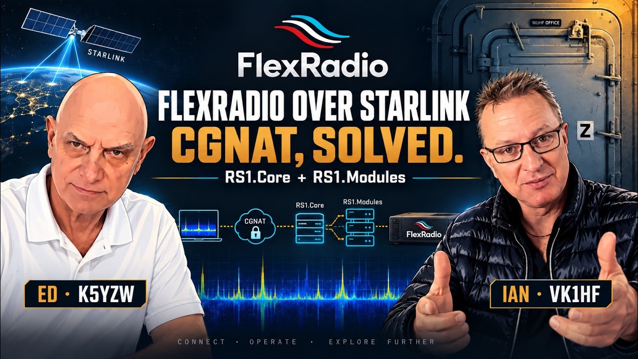 FlexRadio over Starlink - CGNAT, solved. RS1.Core plus RS1.Modules. Ed K5YZW and Ian VK1HF.